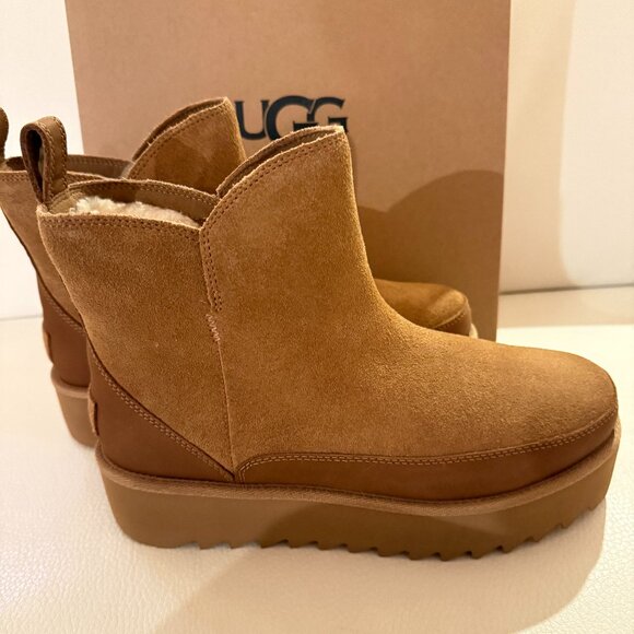 NIB UGGS AUSTRAILA UGG ALINA MINI PLATFORM BOOTS SIZE 8 CHESTNUT - Picture 2 of 12